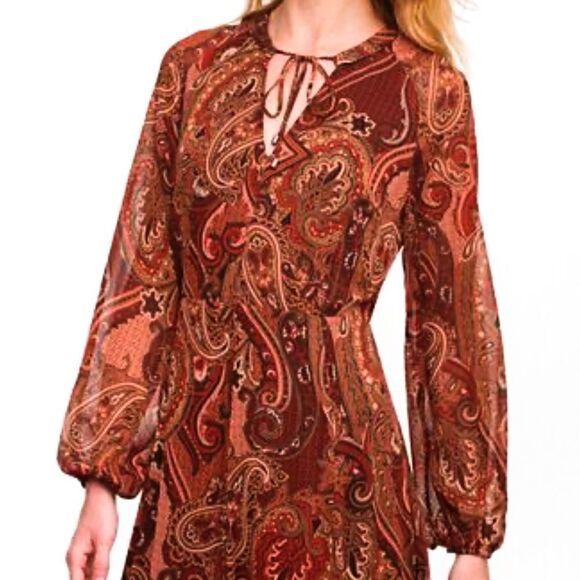 NWT Tommy Hilfiger Balloon-Sleeve Paisley -Print - Picture 9 of 10